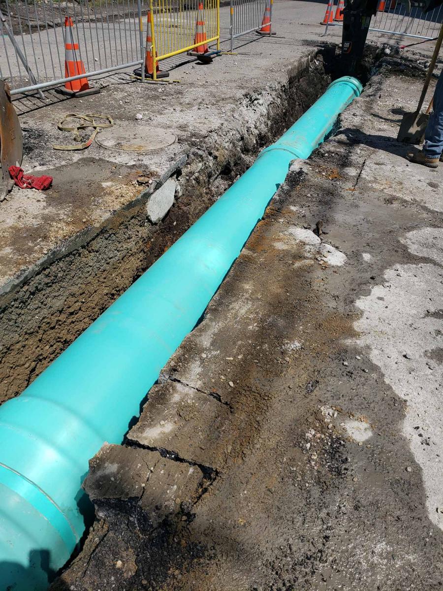 Shallow Storm Pipe Installation with Concrete Encasement
