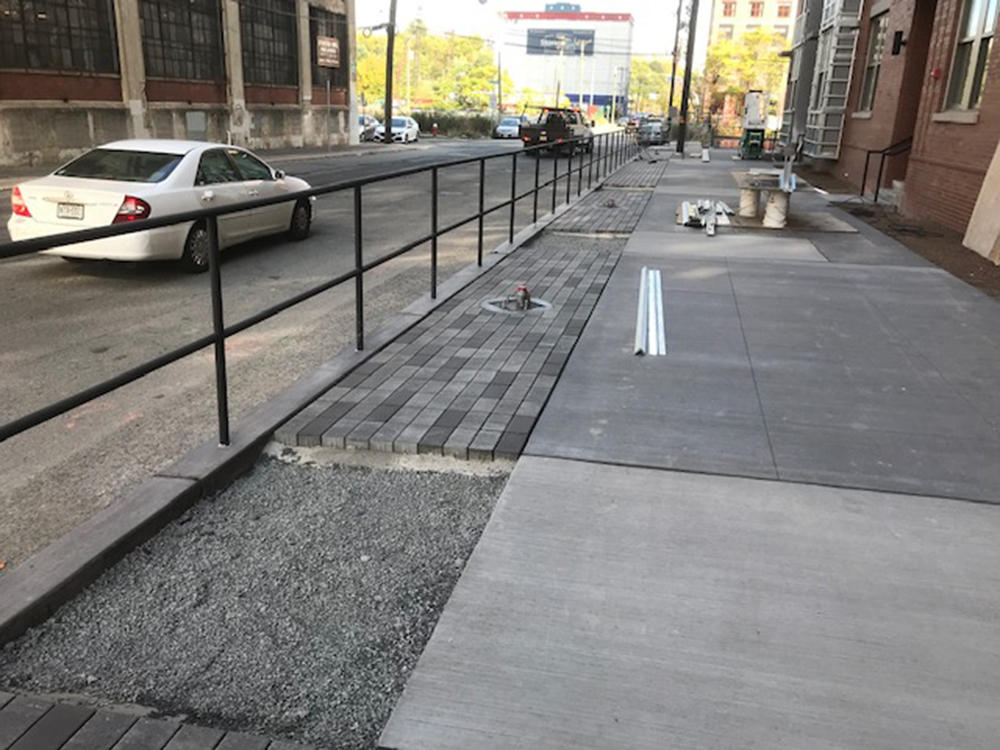 Safety Rail and Previous Paver Installation